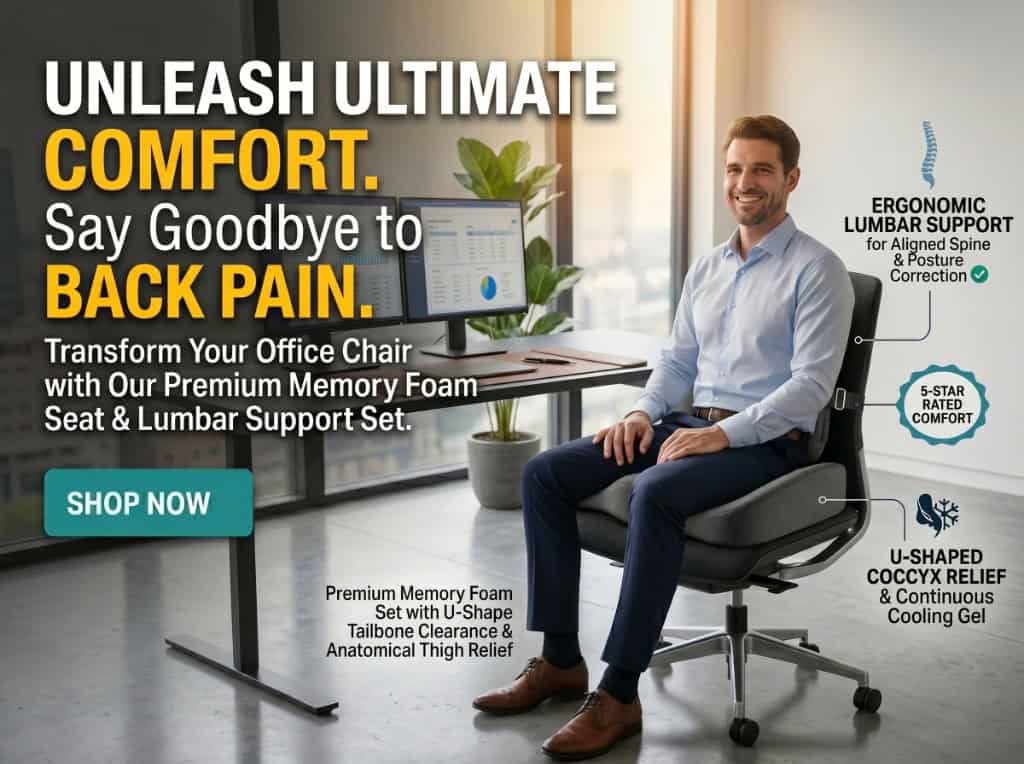 Bouyaik Comfort orthopedic seat cushion set on office chair